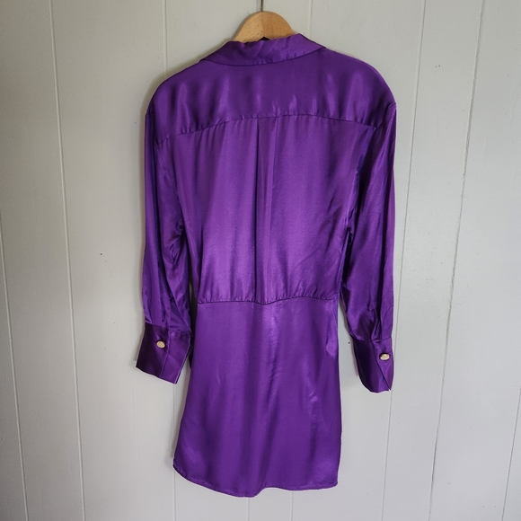 Zara nwt Satin effect wrap dress mini purple M - Picture 6 of 14